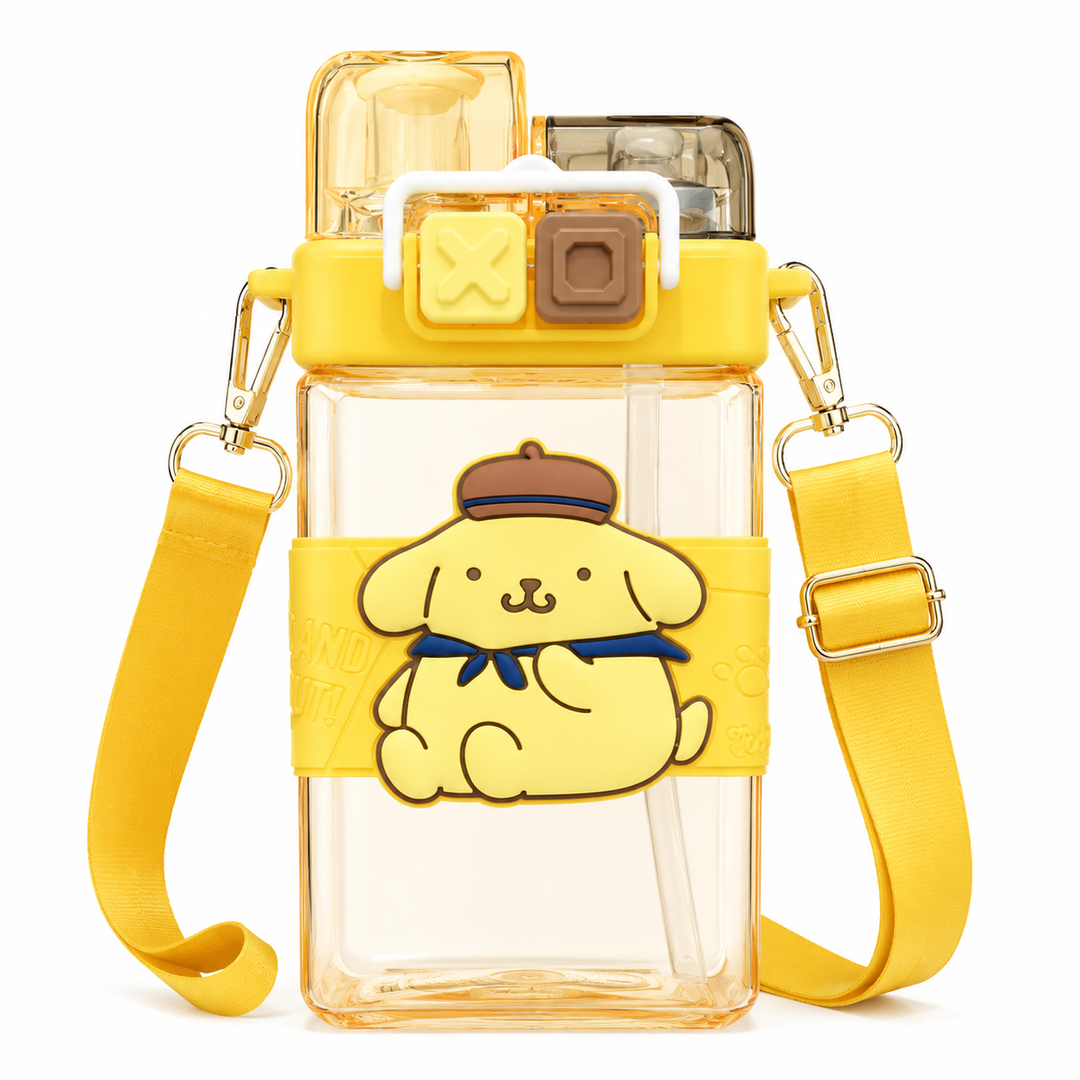 Premium Cartoon Water Bottle 520ML Double Drink Cup Leak Proof Plastic Bottle Cute Design Portable Student Bottle School Travel Daily Use