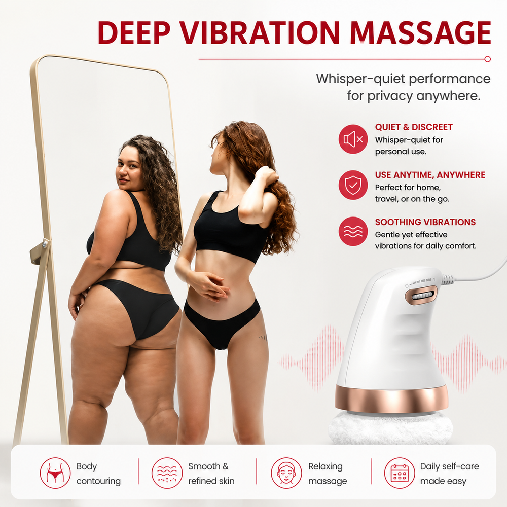 Premium Cellulite Massager Electric Body Slimming Massager 360° Vibration Adjustable Speed Washable Pads Body Contouring Portable Home Spa Device