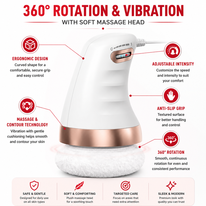 Premium Cellulite Massager Electric Body Slimming Massager 360° Vibration Adjustable Speed Washable Pads Body Contouring Portable Home Spa Device