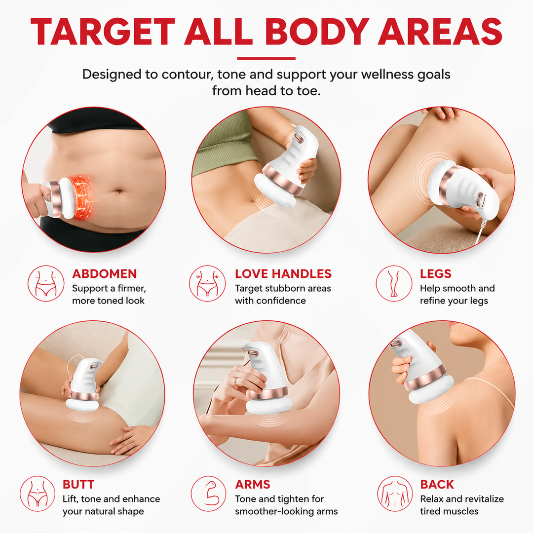 Premium Cellulite Massager Electric Body Slimming Massager 360° Vibration Adjustable Speed Washable Pads Body Contouring Portable Home Spa Device