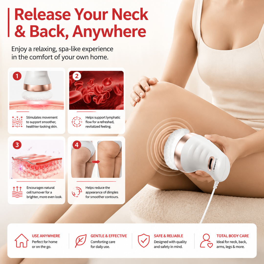 Premium Cellulite Massager Electric Body Slimming Massager 360° Vibration Adjustable Speed Washable Pads Body Contouring Portable Home Spa Device