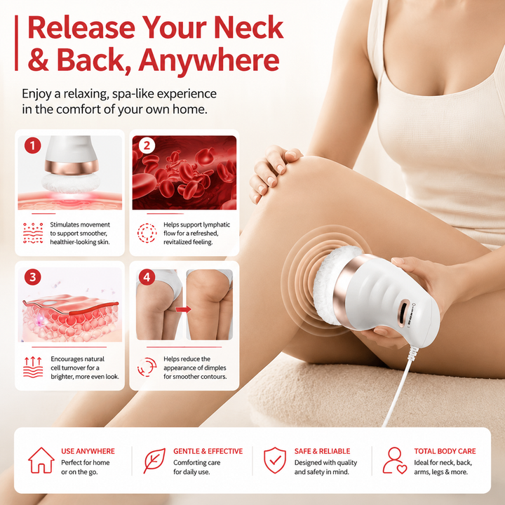 Premium Cellulite Massager Electric Body Slimming Massager 360° Vibration Adjustable Speed Washable Pads Body Contouring Portable Home Spa Device