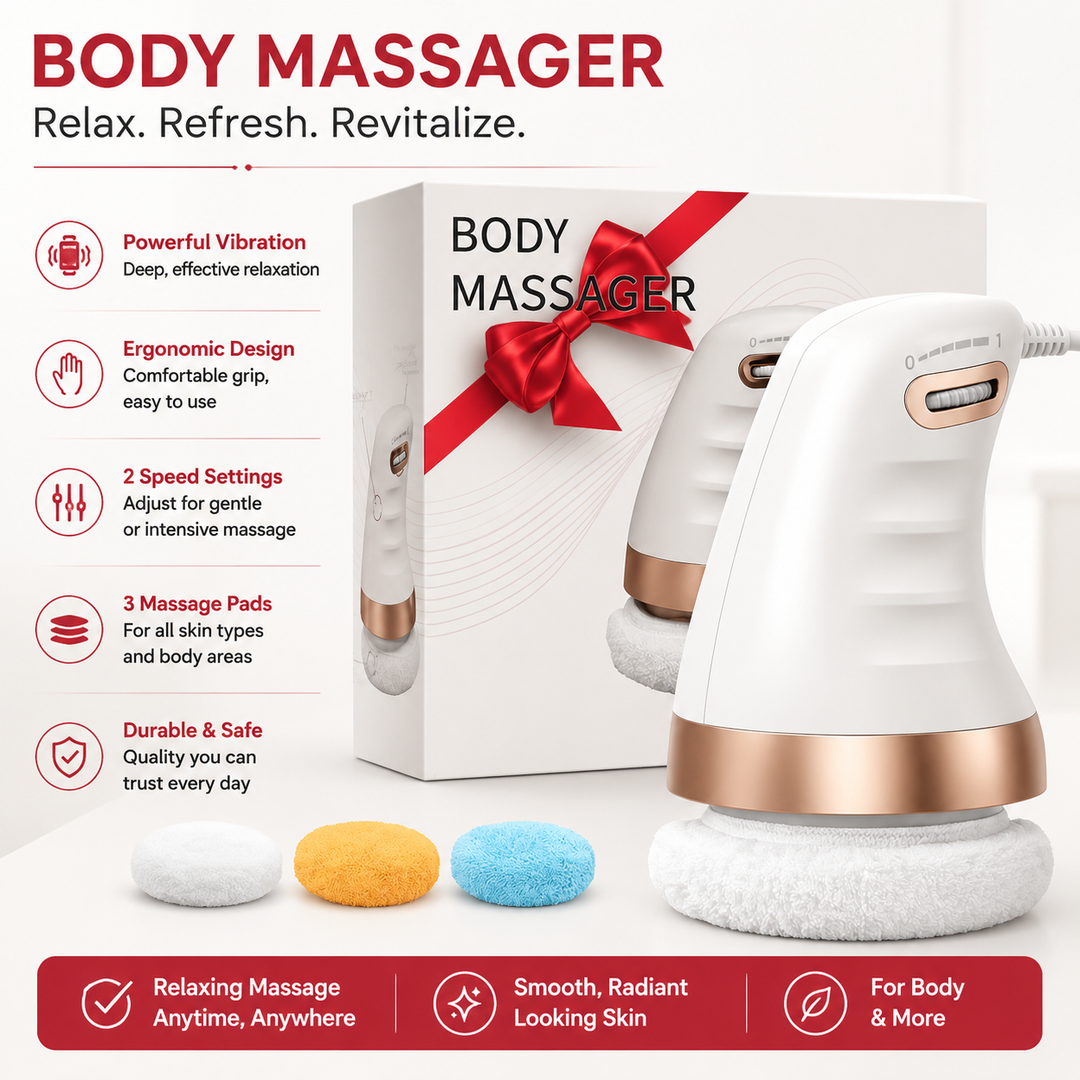 Premium Cellulite Massager Electric Body Slimming Massager 360° Vibration Adjustable Speed Washable Pads Body Contouring Portable Home Spa Device