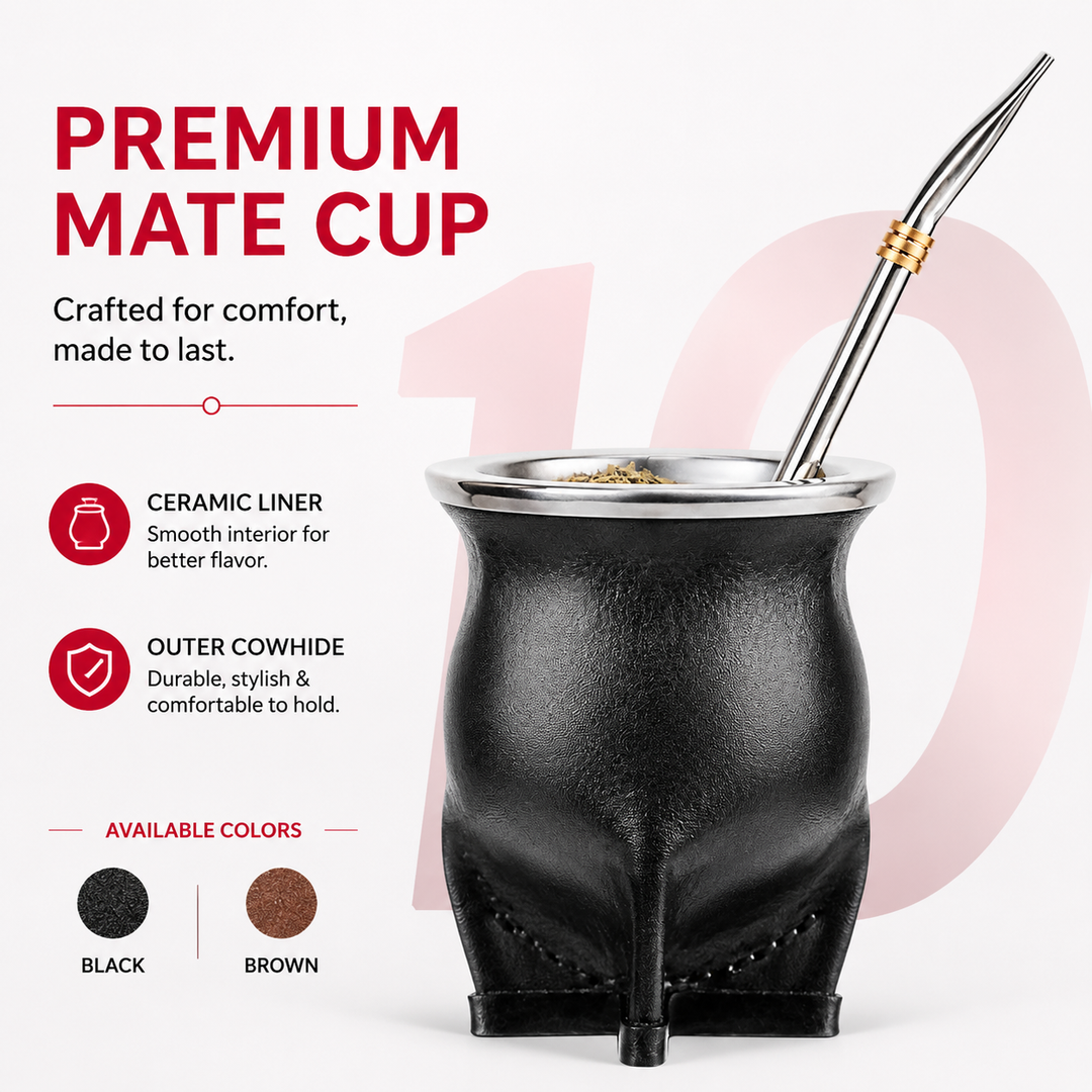 Premium Ceramic Yerba Mate Gourd Cup Porcelain Mate Tea Cup with Bombilla Straw and Cleaning Brush Loose Leaf Tea Drinking Set