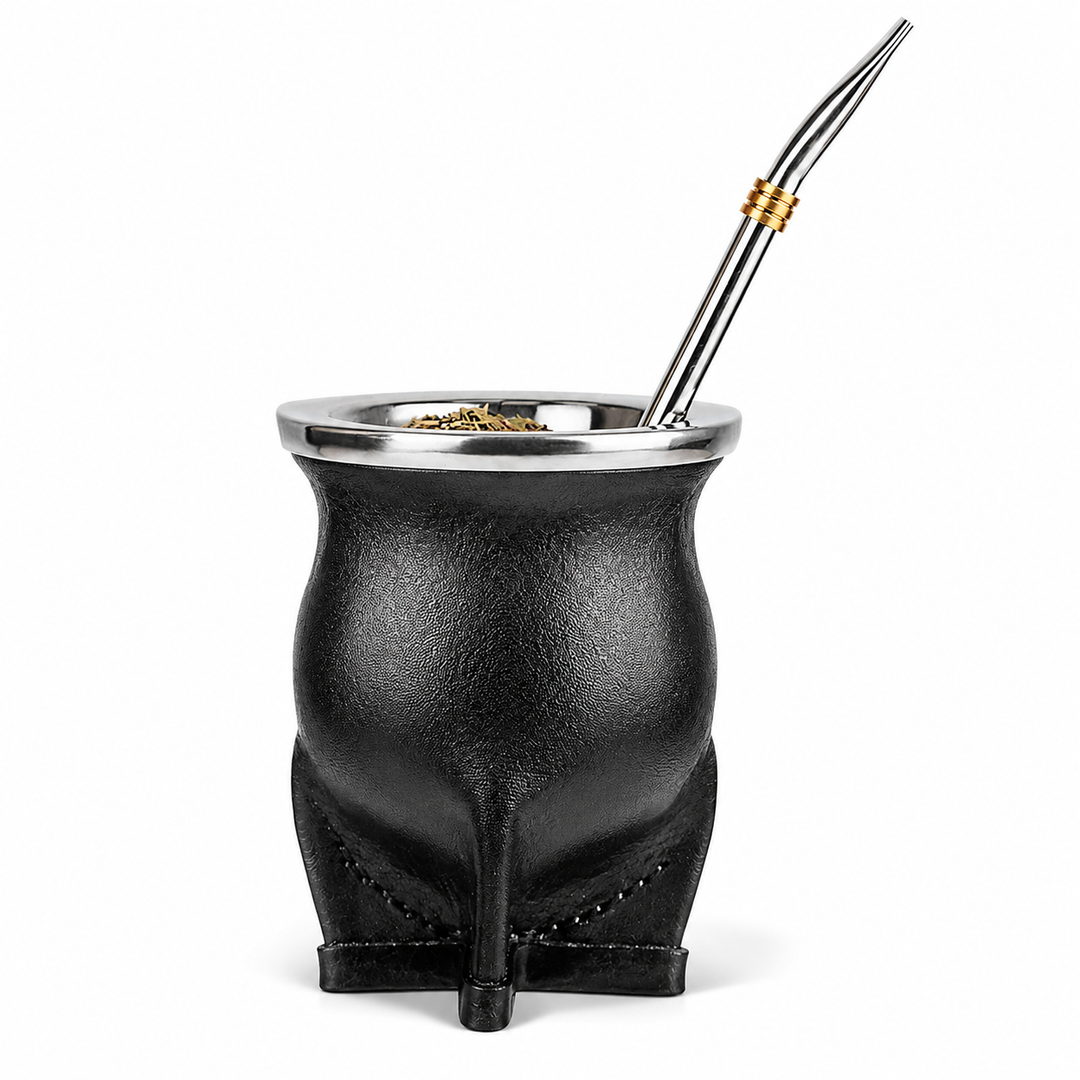 Premium Ceramic Yerba Mate Gourd Cup Porcelain Mate Tea Cup with Bombilla Straw and Cleaning Brush Loose Leaf Tea Drinking Set