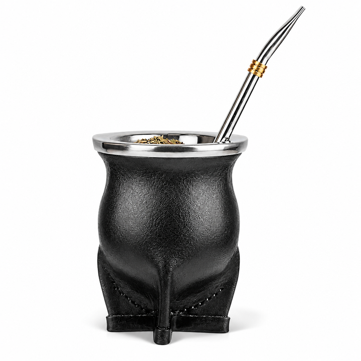 Premium Ceramic Yerba Mate Gourd Cup Porcelain Mate Tea Cup with Bombilla Straw and Cleaning Brush Loose Leaf Tea Drinking Set