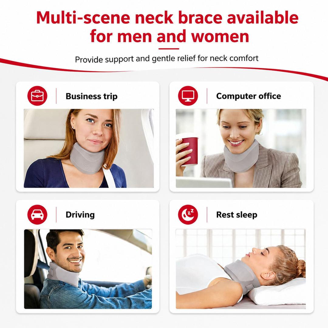 Premium Cervical Collar Neck Brace Adjustable Foam Neck Support Breathable Soft Neck Collar S M L XL Sleep Work Travel Comfort Fit Pain Relief Support