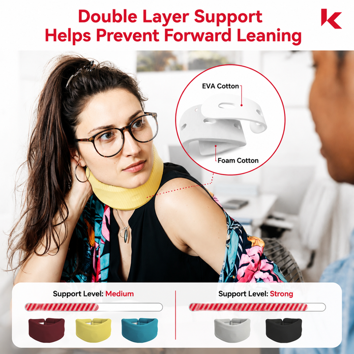 Premium Cervical Collar Neck Brace Adjustable Foam Neck Support Breathable Soft Neck Collar S M L XL Sleep Work Travel Comfort Fit Pain Relief Support