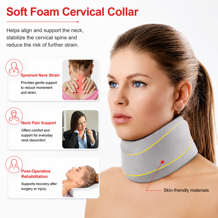 Premium Cervical Collar Neck Brace Adjustable Foam Neck Support Breathable Soft Neck Collar S M L XL Sleep Work Travel Comfort Fit Pain Relief Support