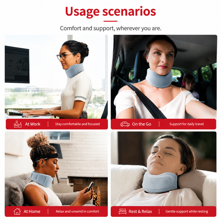 Premium Cervical Collar Neck Brace Adjustable Foam Neck Support Breathable Soft Neck Collar S M L XL Sleep Work Travel Comfort Fit Pain Relief Support