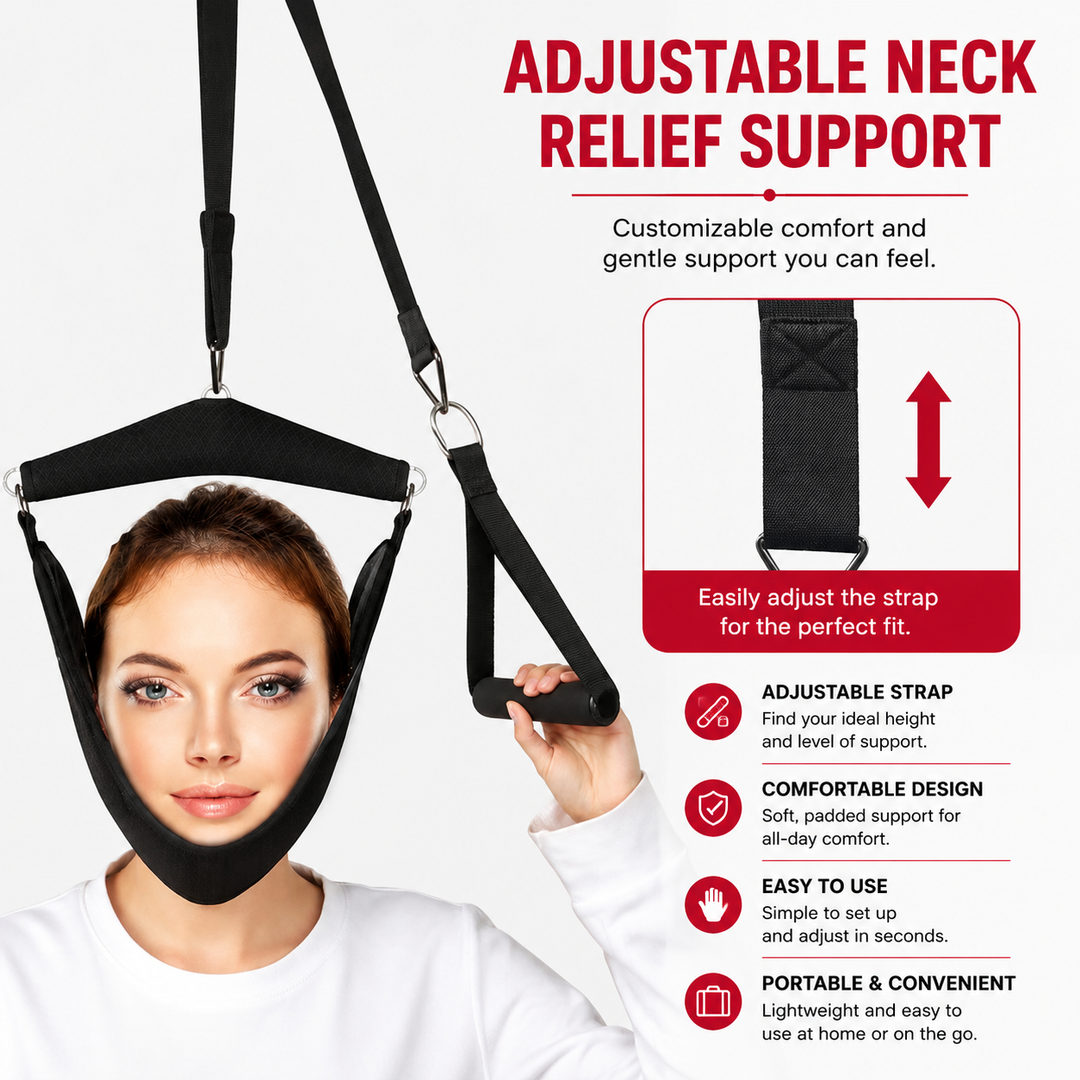 Premium Cervical Neck Traction Device Over Door Neck Stretcher Hammock Adjustable Pain Relief Spine Support Posture Correction Home Therapy