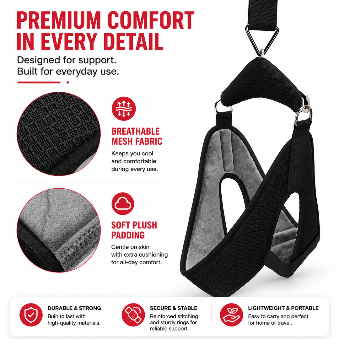 Premium Cervical Neck Traction Device Over Door Neck Stretcher Hammock Adjustable Pain Relief Spine Support Posture Correction Home Therapy