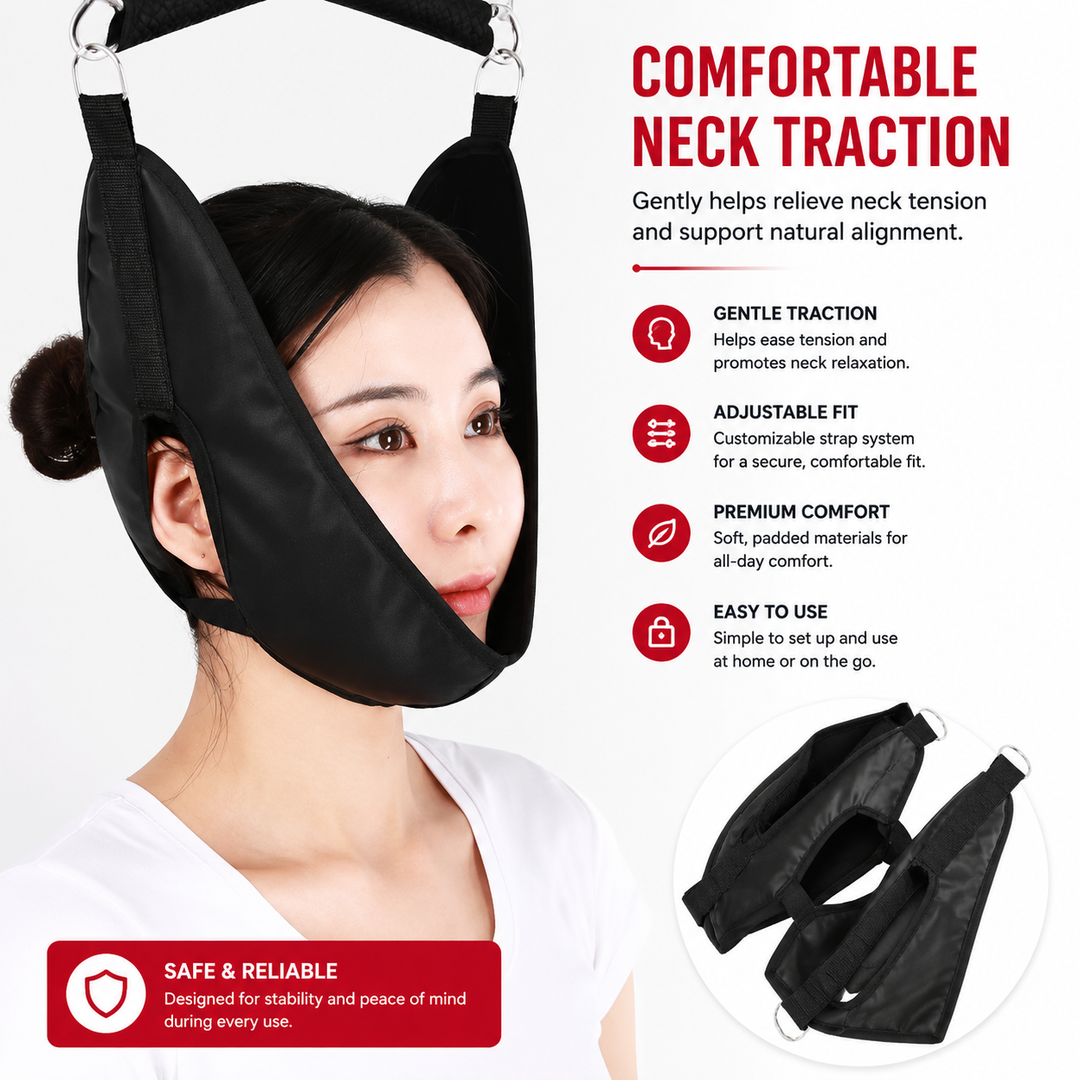 Premium Cervical Neck Traction Device Over Door Neck Stretcher Hammock Adjustable Pain Relief Spine Support Posture Correction Home Therapy
