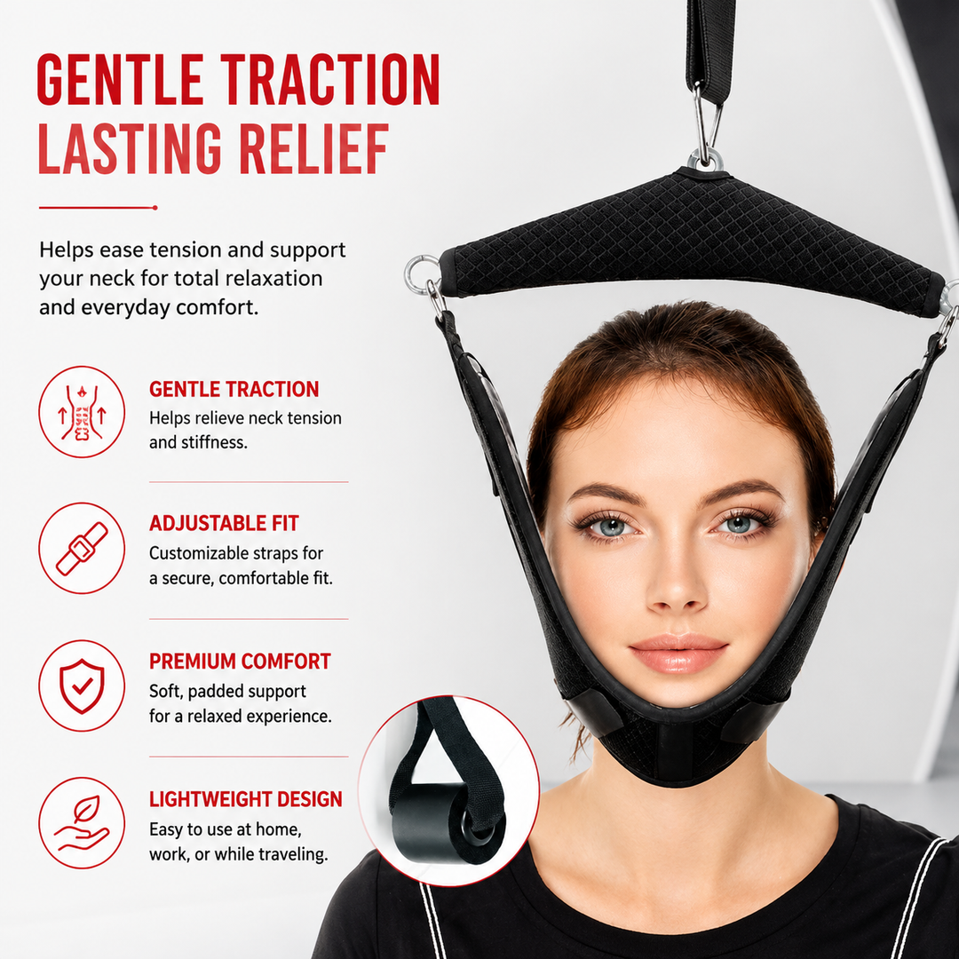 Premium Cervical Neck Traction Device Over Door Neck Stretcher Hammock Adjustable Pain Relief Spine Support Posture Correction Home Therapy