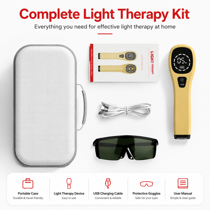 Premium Cold Laser Therapy Device 650nm 808nm Infrared LED Handheld Pain Relief Massager Rechargeable Portable Light Therapy Wellness Device Home Use