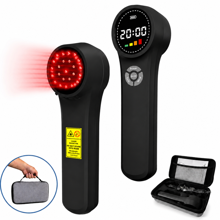 Premium Cold Laser Therapy Device 650nm 808nm Infrared LED Handheld Pain Relief Massager Rechargeable Portable Light Therapy Wellness Device Home Use