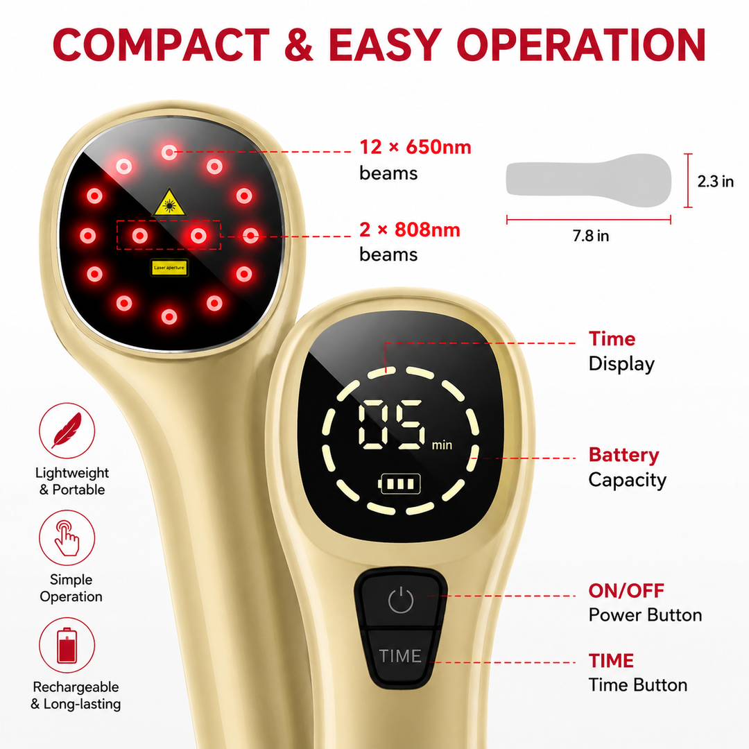 Premium Cold Laser Therapy Device for Pets Dual 808nm 650nm Red Light Handheld Veterinary LLLT Therapy Tool Rechargeable Portable Home Use
