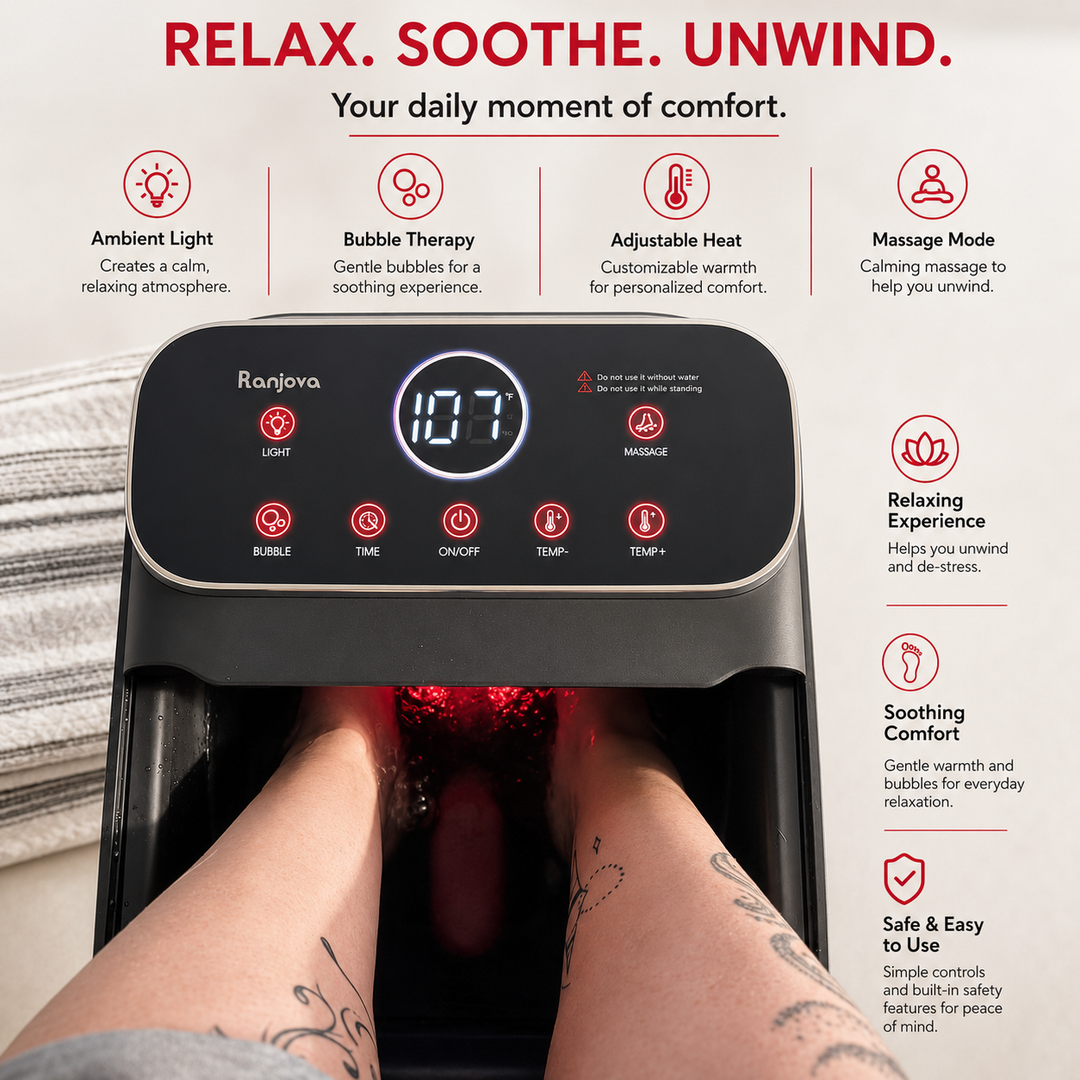 Premium Collapsible Foot Spa Bath Massager with Heat Bubble Massage Temperature Control Remote Control Rollers Pedicure Stone Foldable Portable Foot Soak Tub
