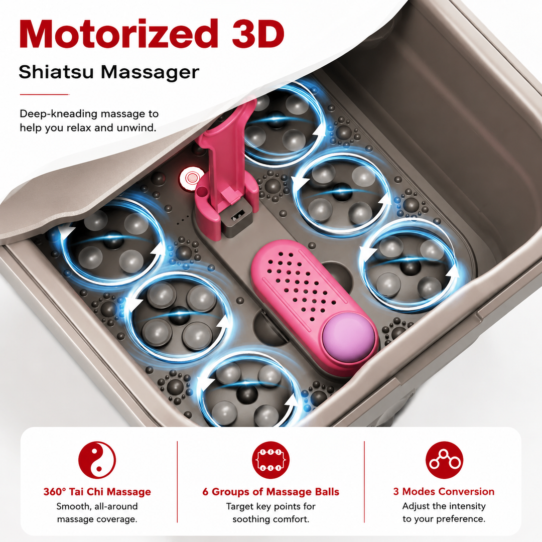 Premium Collapsible Foot Spa Bath Massager with Heat Bubble Massage Temperature Control Remote Control Rollers Pedicure Stone Foldable Portable Foot Soak Tub