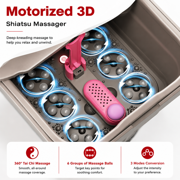 Premium Collapsible Foot Spa Bath Massager with Heat Bubble Massage Temperature Control Remote Control Rollers Pedicure Stone Foldable Portable Foot Soak Tub