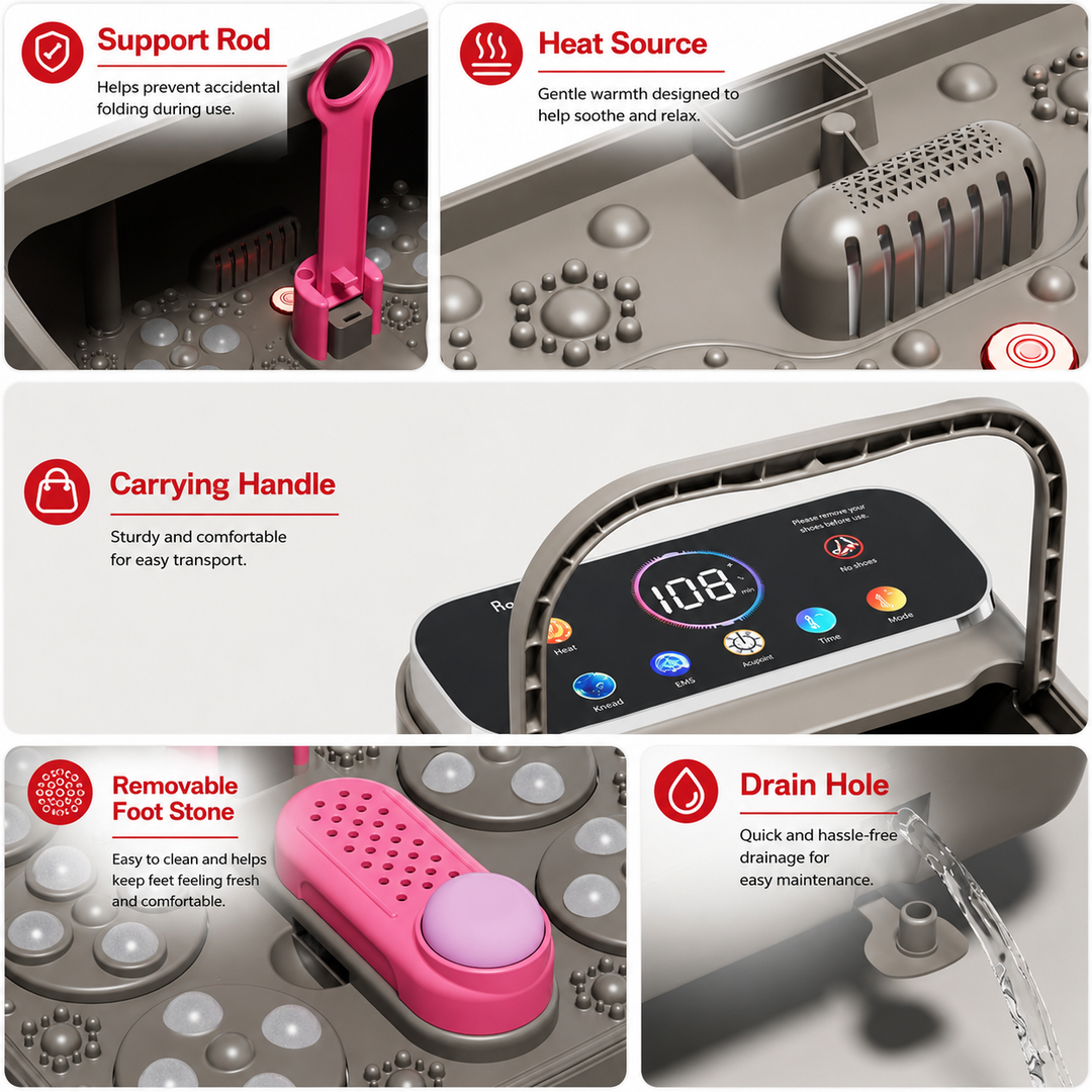 Premium Collapsible Foot Spa Bath Massager with Heat Bubble Massage Temperature Control Remote Control Rollers Pedicure Stone Foldable Portable Foot Soak Tub