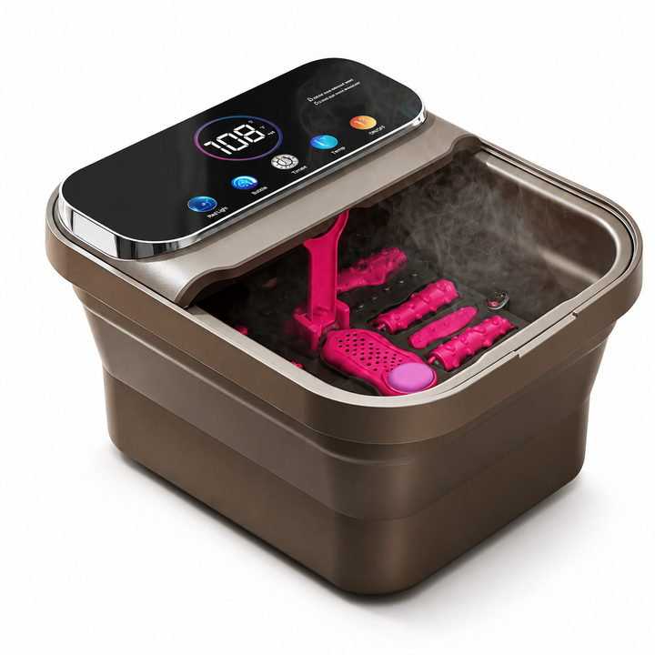 Premium Collapsible Foot Spa Bath Massager with Heat Bubble Massage Temperature Control Remote Control Rollers Pedicure Stone Foldable Portable Foot Soak Tub