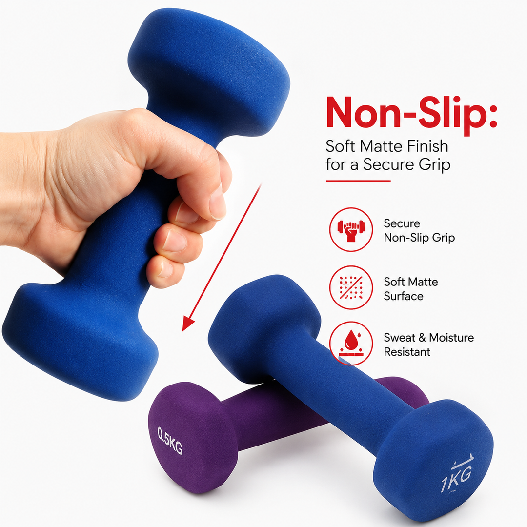 Premium Colored Neoprene Dumbbell Set Non Slip Grip Home Fitness Weights 2lb 3lb 5lb Dumbbells Strength Training Set with Compact Storage Case