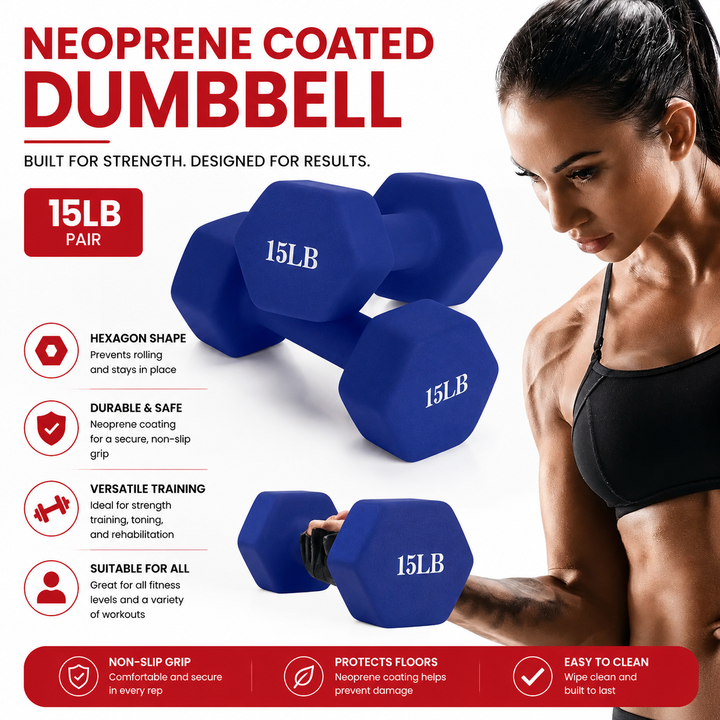 Premium Colored Neoprene Dumbbell Set Non Slip Grip Home Fitness Weights 2lb 3lb 5lb Dumbbells Strength Training Set with Compact Storage Case