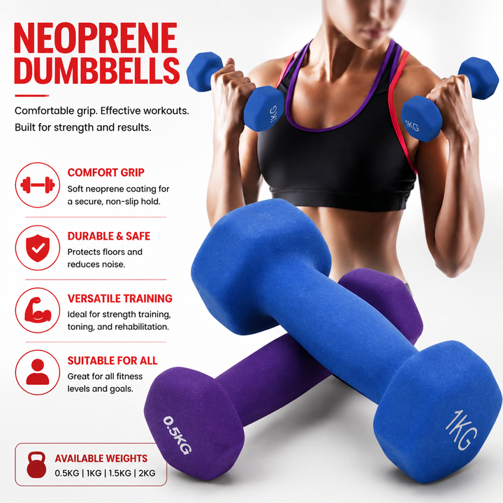 Premium Colored Neoprene Dumbbell Set Non Slip Grip Home Fitness Weights 2lb 3lb 5lb Dumbbells Strength Training Set with Compact Storage Case