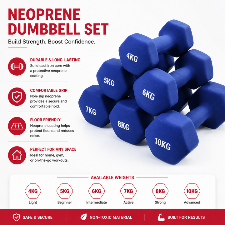 Premium Colored Neoprene Dumbbell Set Non Slip Grip Home Fitness Weights 2lb 3lb 5lb Dumbbells Strength Training Set with Compact Storage Case