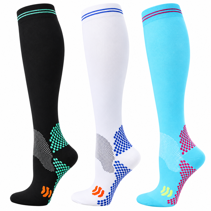 Premium Compression Socks 20–30 mmHg Support Socks Breathable Moisture Wicking Unisex Knee High Compression Stockings Sports Travel Work Daily Use 1 or 3 Pairs