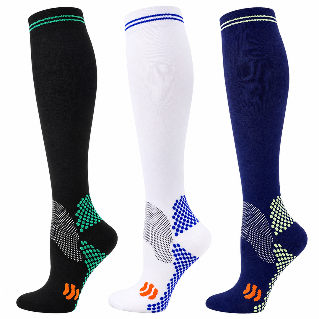 Premium Compression Socks 20–30 mmHg Support Socks Breathable Moisture Wicking Unisex Knee High Compression Stockings Sports Travel Work Daily Use 1 or 3 Pairs
