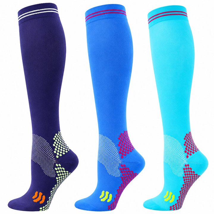 Premium Compression Socks 20–30 mmHg Support Socks Breathable Moisture Wicking Unisex Knee High Compression Stockings Sports Travel Work Daily Use 1 or 3 Pairs