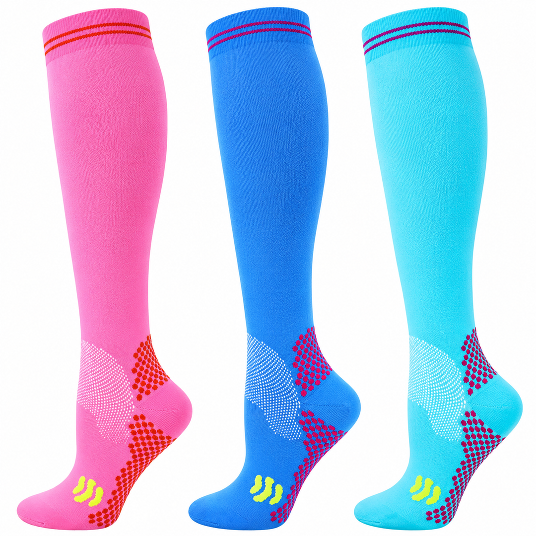 Premium Compression Socks 20–30 mmHg Support Socks Breathable Moisture Wicking Unisex Knee High Compression Stockings Sports Travel Work Daily Use 1 or 3 Pairs