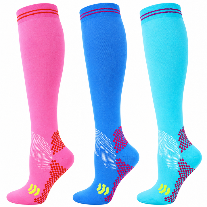 Premium Compression Socks 20–30 mmHg Support Socks Breathable Moisture Wicking Unisex Knee High Compression Stockings Sports Travel Work Daily Use 1 or 3 Pairs