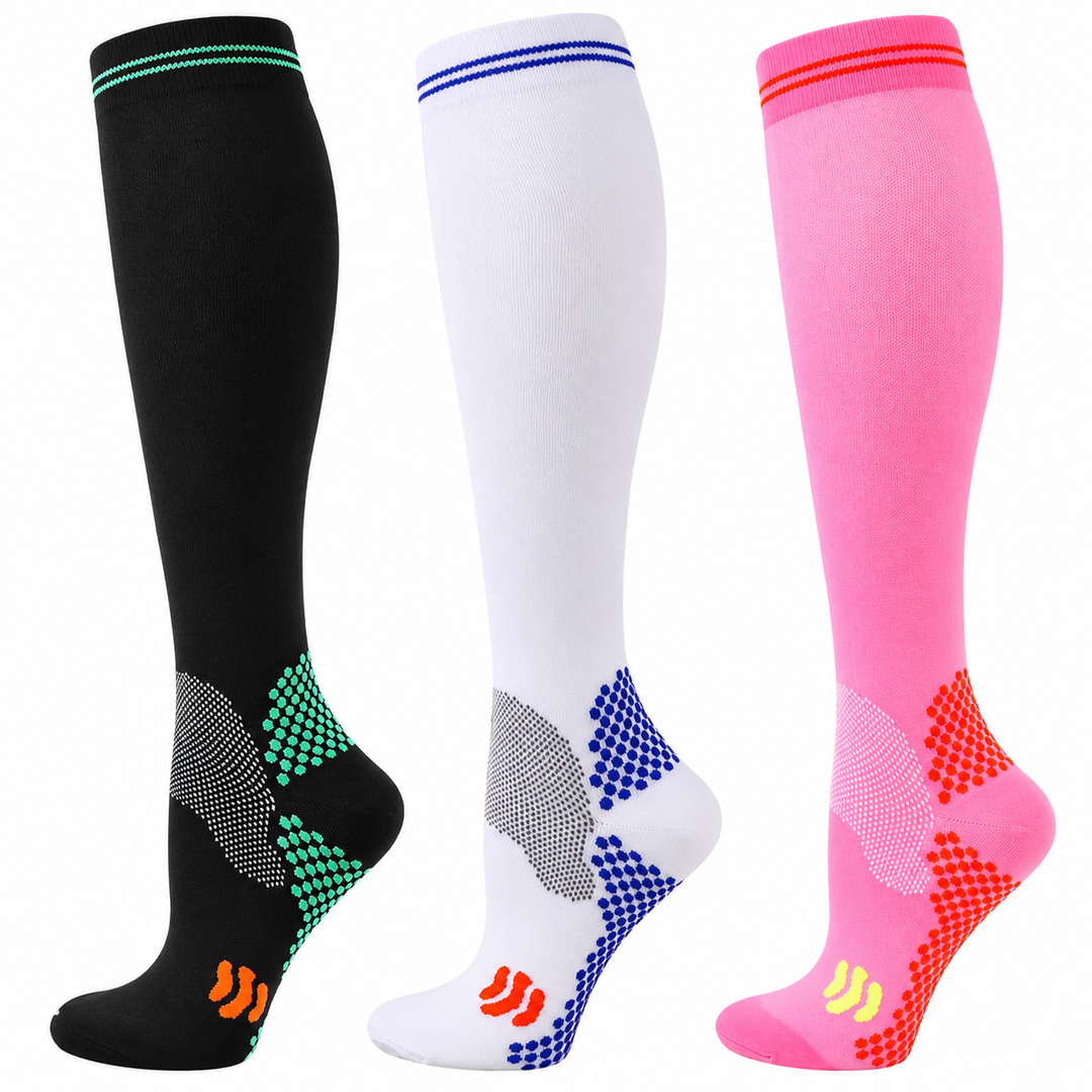 Premium Compression Socks 20–30 mmHg Support Socks Breathable Moisture Wicking Unisex Knee High Compression Stockings Sports Travel Work Daily Use 1 or 3 Pairs