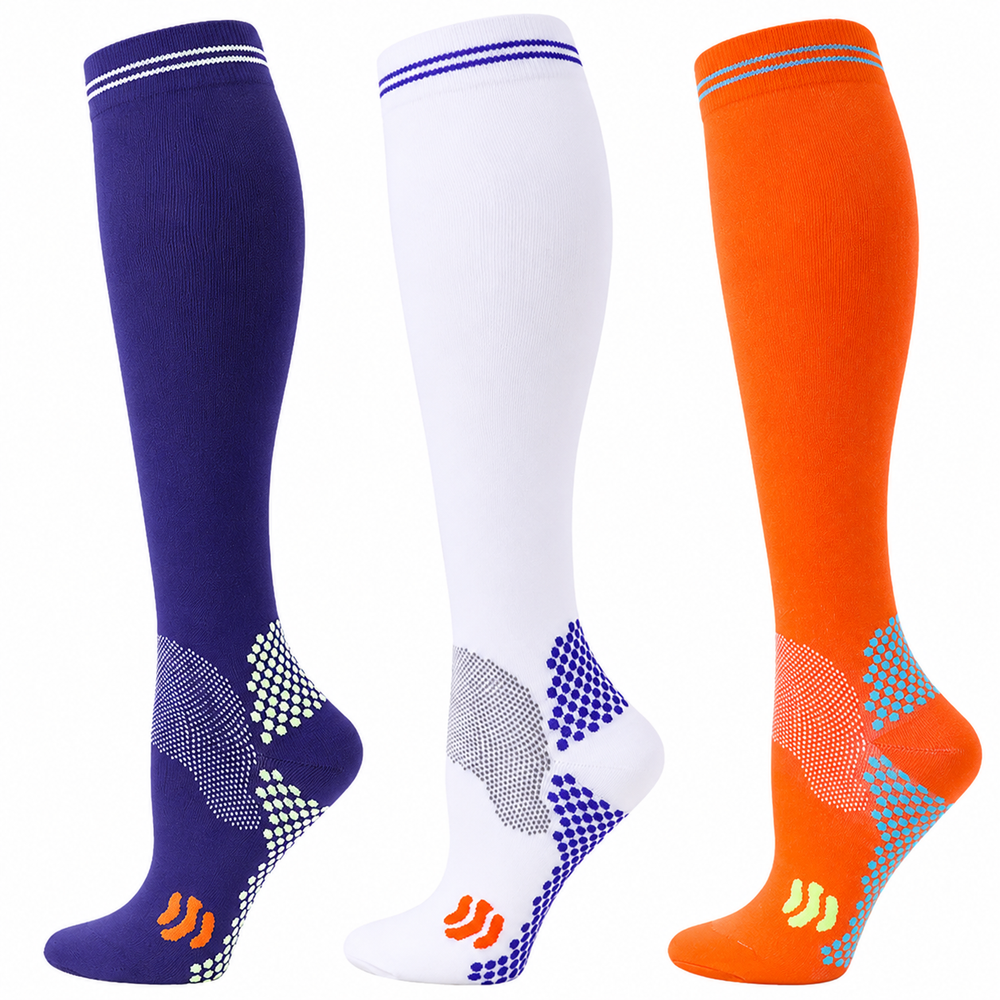 Premium Compression Socks 20–30 mmHg Support Socks Breathable Moisture Wicking Unisex Knee High Compression Stockings Sports Travel Work Daily Use 1 or 3 Pairs