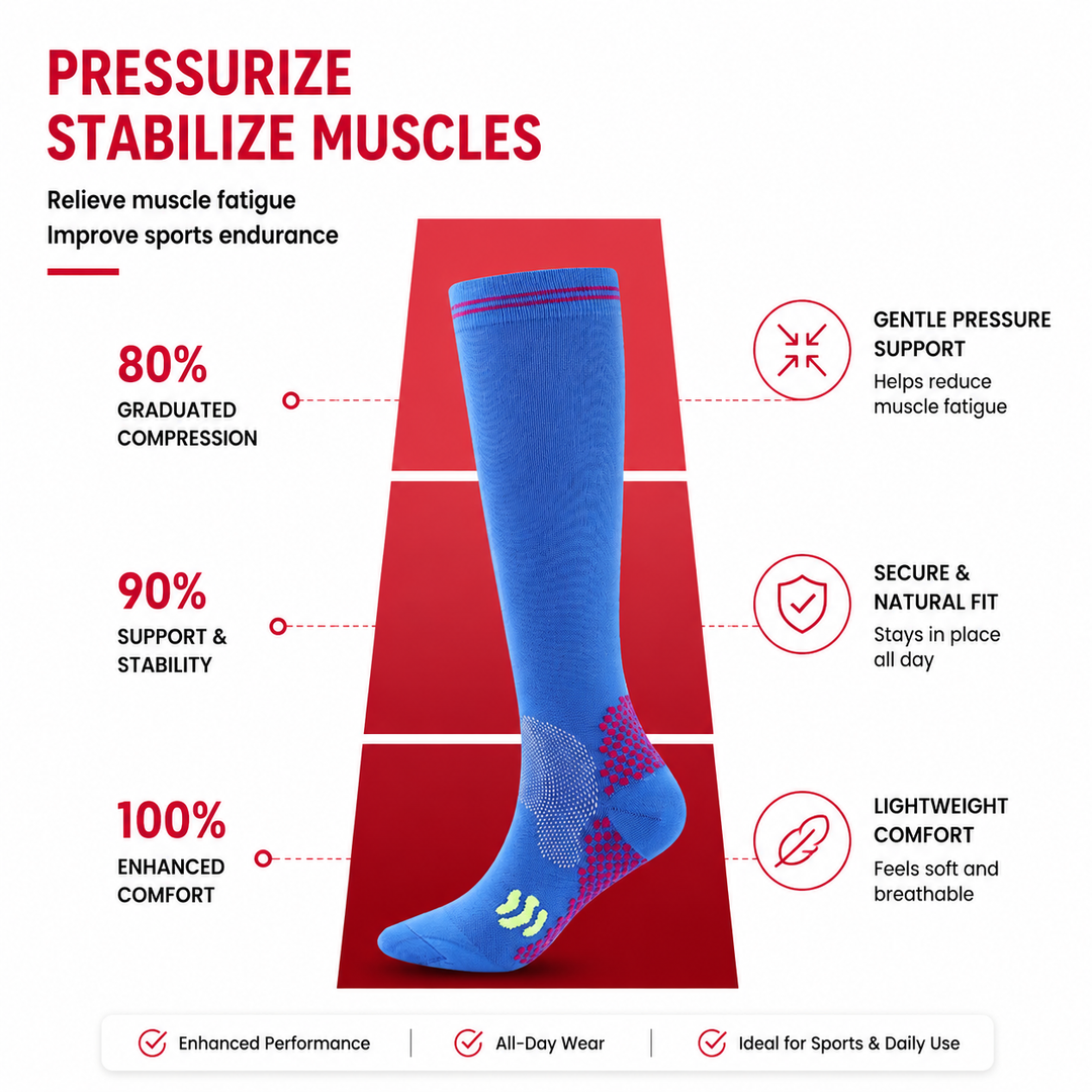 Premium Compression Socks 20–30 mmHg Support Socks Breathable Moisture Wicking Unisex Knee High Compression Stockings Sports Travel Work Daily Use 1 or 3 Pairs
