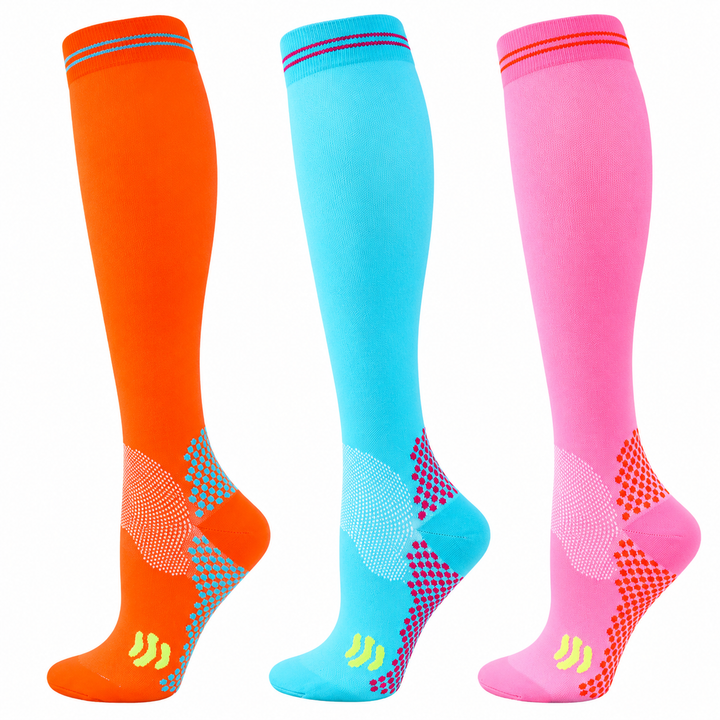 Premium Compression Socks 20–30 mmHg Support Socks Breathable Moisture Wicking Unisex Knee High Compression Stockings Sports Travel Work Daily Use 1 or 3 Pairs