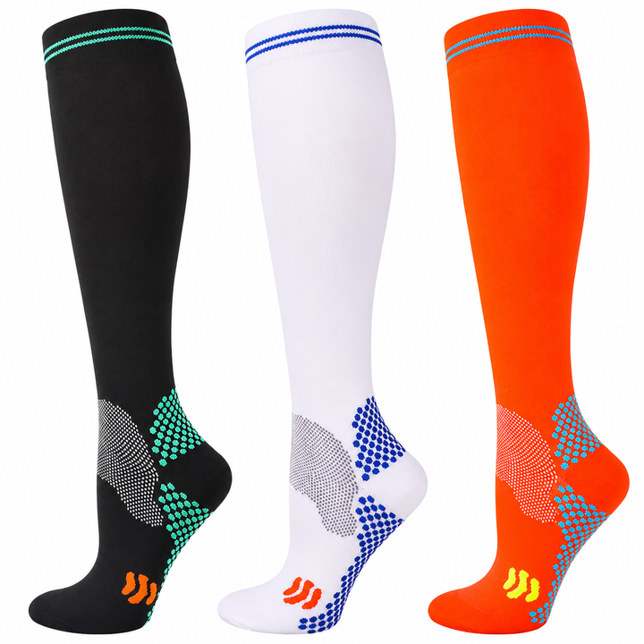Premium Compression Socks 20–30 mmHg Support Socks Breathable Moisture Wicking Unisex Knee High Compression Stockings Sports Travel Work Daily Use 1 or 3 Pairs