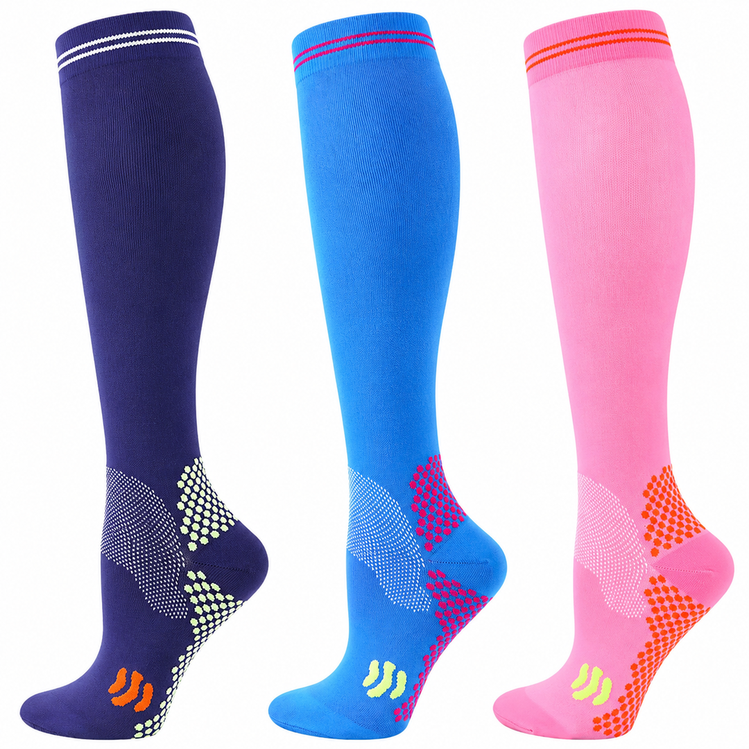 Premium Compression Socks 20–30 mmHg Support Socks Breathable Moisture Wicking Unisex Knee High Compression Stockings Sports Travel Work Daily Use 1 or 3 Pairs