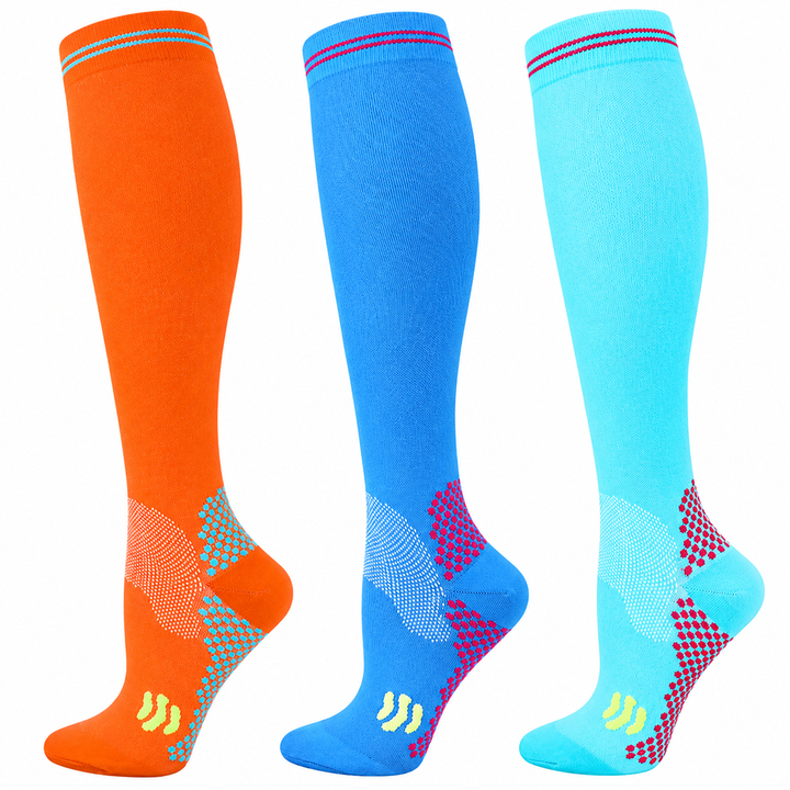 Premium Compression Socks 20–30 mmHg Support Socks Breathable Moisture Wicking Unisex Knee High Compression Stockings Sports Travel Work Daily Use 1 or 3 Pairs
