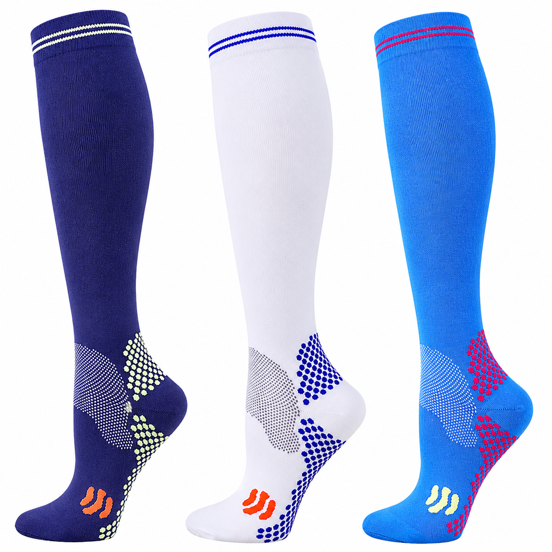 Premium Compression Socks 20–30 mmHg Support Socks Breathable Moisture Wicking Unisex Knee High Compression Stockings Sports Travel Work Daily Use 1 or 3 Pairs