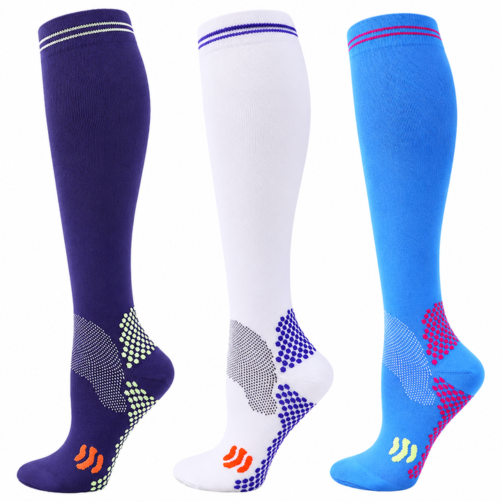 Premium Compression Socks 20–30 mmHg Support Socks Breathable Moisture Wicking Unisex Knee High Compression Stockings Sports Travel Work Daily Use 1 or 3 Pairs