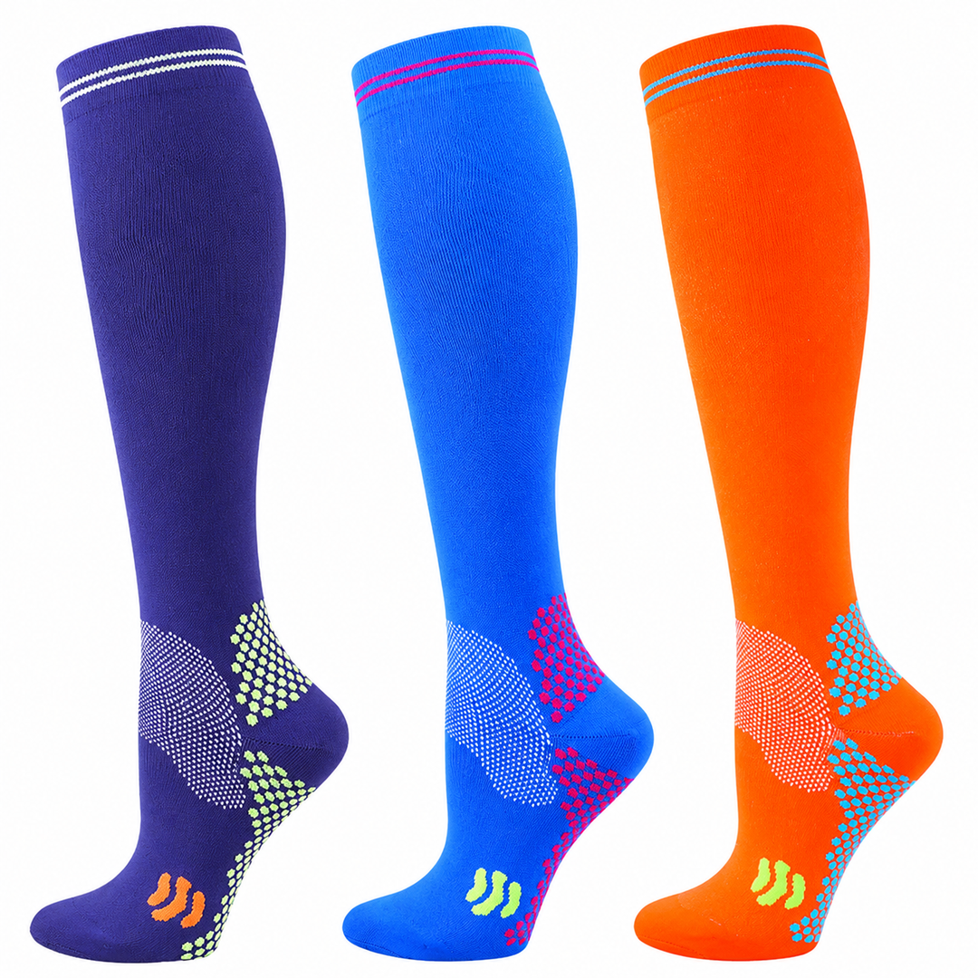 Premium Compression Socks 20–30 mmHg Support Socks Breathable Moisture Wicking Unisex Knee High Compression Stockings Sports Travel Work Daily Use 1 or 3 Pairs