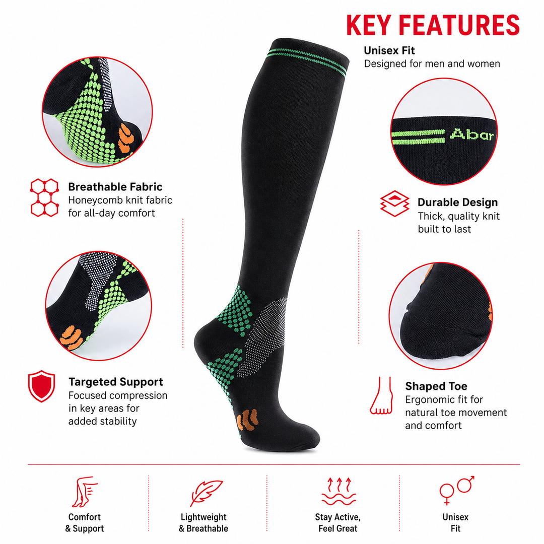 Premium Compression Socks for Men &amp; Women 20-30 mmHg Support Running Cycling Football Soccer Breathable Moisture Wicking Compression Stockings