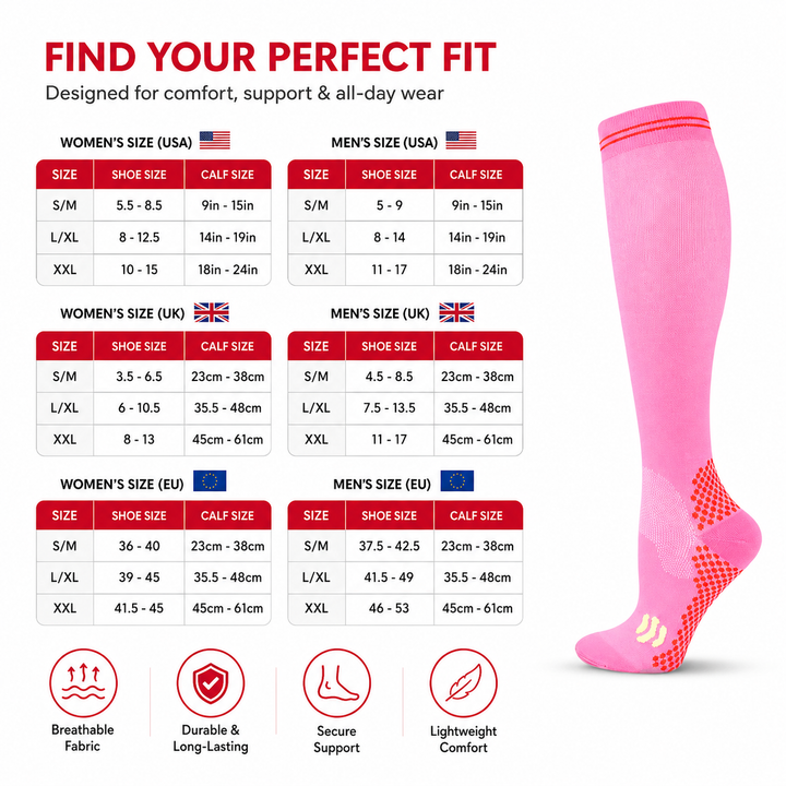 Premium Compression Socks for Men &amp; Women 20-30 mmHg Support Running Cycling Football Soccer Breathable Moisture Wicking Compression Stockings