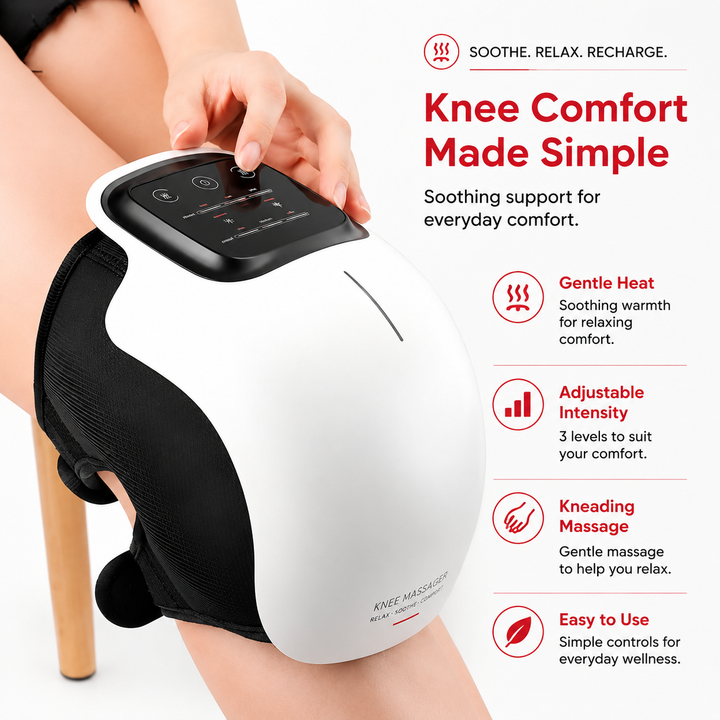 Premium Cordless Heated Knee Massager 3000mAh Rechargeable Battery 3 Heat 3 Vibration Modes Pain Relief Wrap for Knee Shoulder Elbow Arthritis Recovery Circulation Support