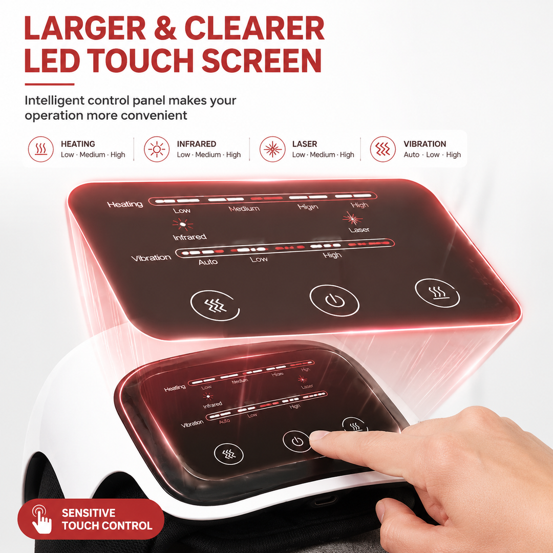 Premium Cordless Heated Knee Massager 3000mAh Rechargeable Battery 3 Heat 3 Vibration Modes Pain Relief Wrap for Knee Shoulder Elbow Arthritis Recovery Circulation Support