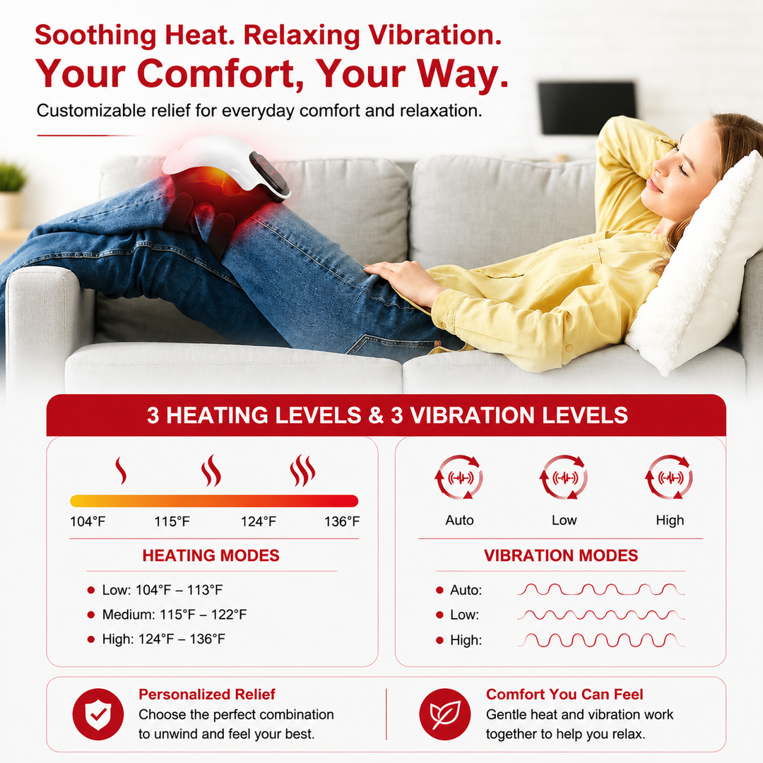 Premium Cordless Heated Knee Massager 3000mAh Rechargeable Battery 3 Heat 3 Vibration Modes Pain Relief Wrap for Knee Shoulder Elbow Arthritis Recovery Circulation Support